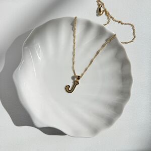 Gold J Initial Necklace